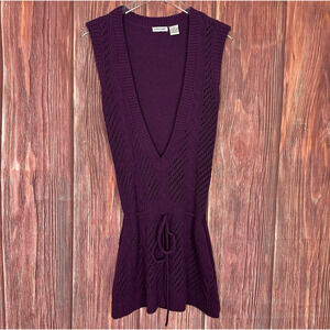 Energie Y2K Deep V Sweater Dress Purple Sleeveless Womens Size Small S